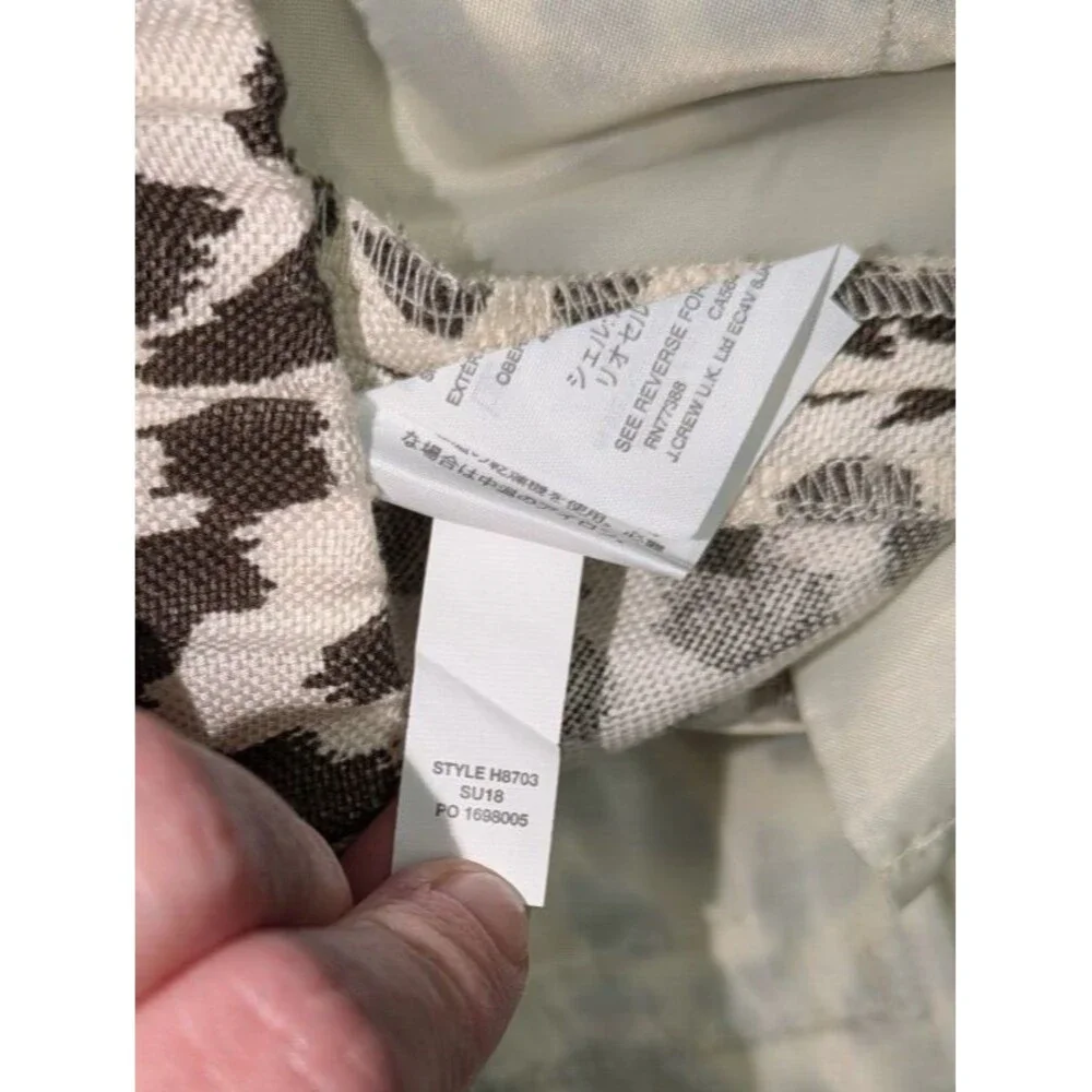 J. Crew Tan Black Leopard Print Linen-Blend Tall 